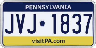 PA license plate JVJ1837