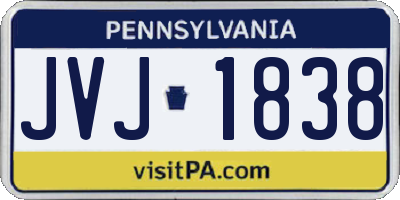 PA license plate JVJ1838