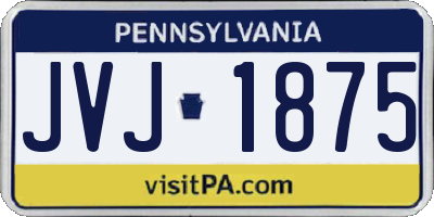 PA license plate JVJ1875