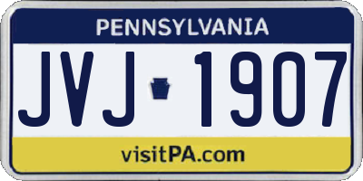 PA license plate JVJ1907