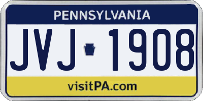 PA license plate JVJ1908