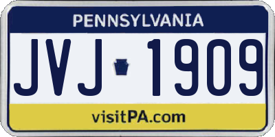 PA license plate JVJ1909