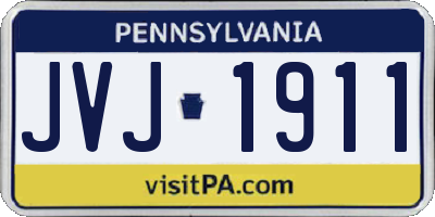 PA license plate JVJ1911