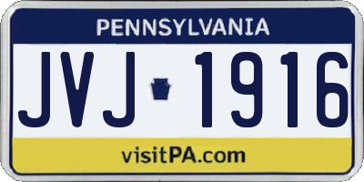 PA license plate JVJ1916