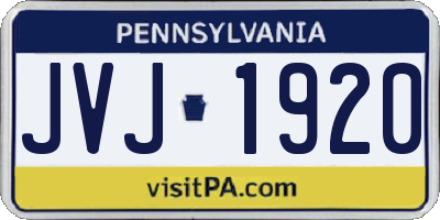 PA license plate JVJ1920
