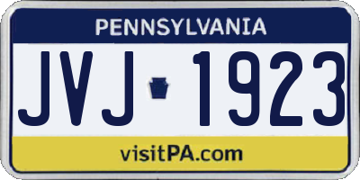 PA license plate JVJ1923