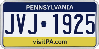 PA license plate JVJ1925