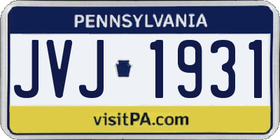 PA license plate JVJ1931