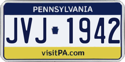 PA license plate JVJ1942