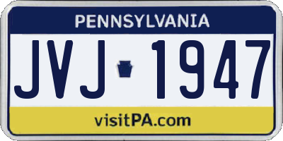 PA license plate JVJ1947