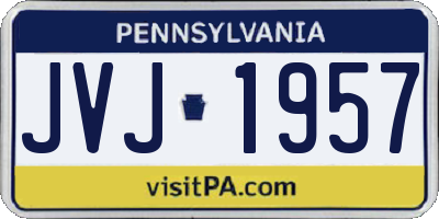 PA license plate JVJ1957