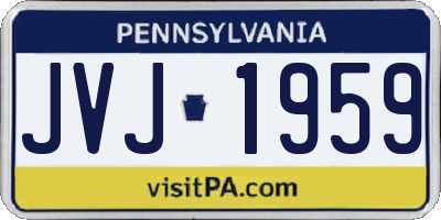 PA license plate JVJ1959