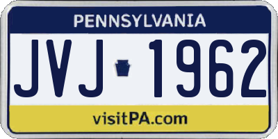 PA license plate JVJ1962