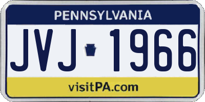 PA license plate JVJ1966