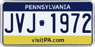 PA license plate JVJ1972