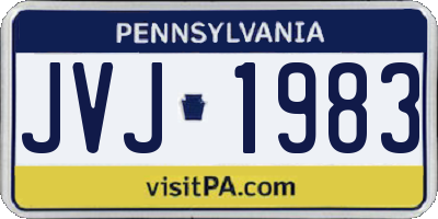 PA license plate JVJ1983
