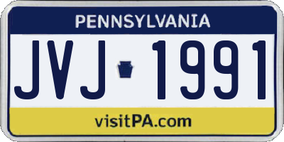 PA license plate JVJ1991