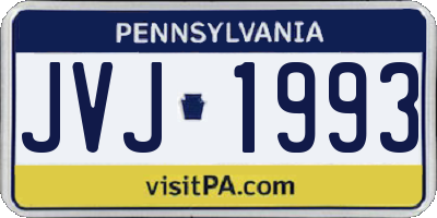 PA license plate JVJ1993