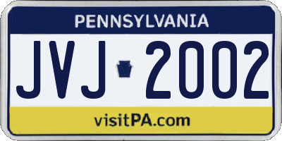 PA license plate JVJ2002