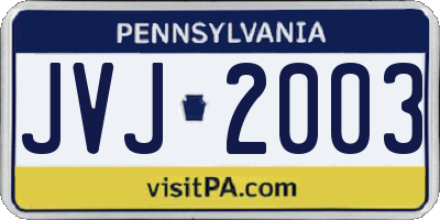 PA license plate JVJ2003