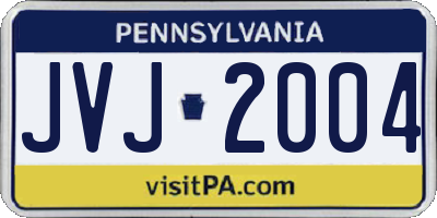 PA license plate JVJ2004