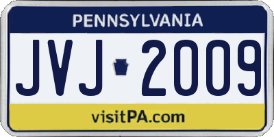 PA license plate JVJ2009