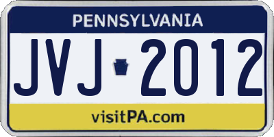 PA license plate JVJ2012