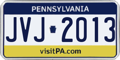 PA license plate JVJ2013