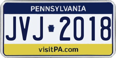 PA license plate JVJ2018