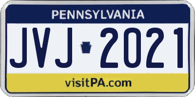 PA license plate JVJ2021