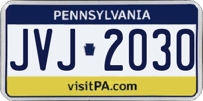 PA license plate JVJ2030