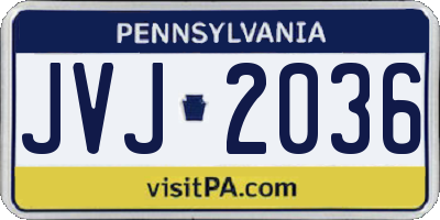 PA license plate JVJ2036