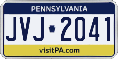 PA license plate JVJ2041