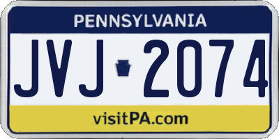 PA license plate JVJ2074