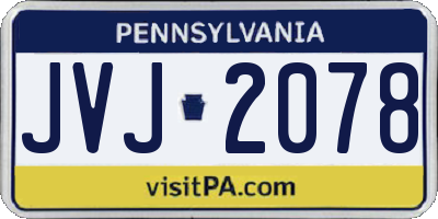 PA license plate JVJ2078
