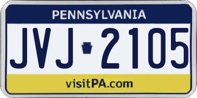 PA license plate JVJ2105