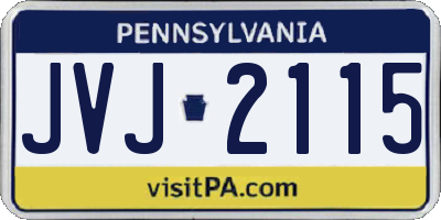 PA license plate JVJ2115