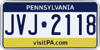 PA license plate JVJ2118