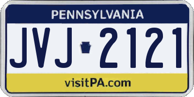 PA license plate JVJ2121