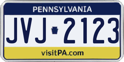 PA license plate JVJ2123