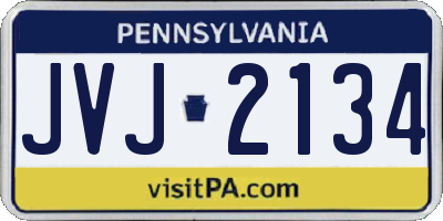 PA license plate JVJ2134
