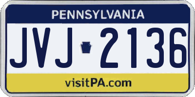 PA license plate JVJ2136