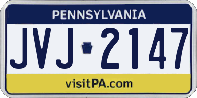 PA license plate JVJ2147