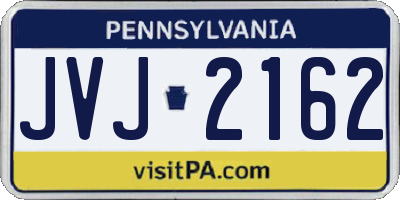 PA license plate JVJ2162