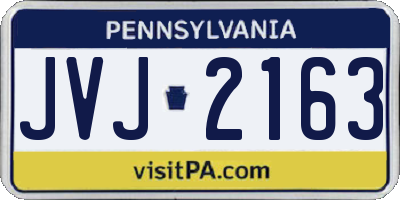 PA license plate JVJ2163