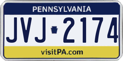 PA license plate JVJ2174