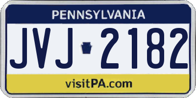 PA license plate JVJ2182