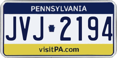 PA license plate JVJ2194