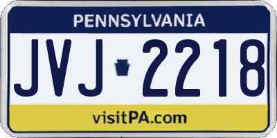 PA license plate JVJ2218