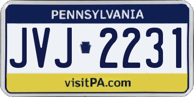 PA license plate JVJ2231